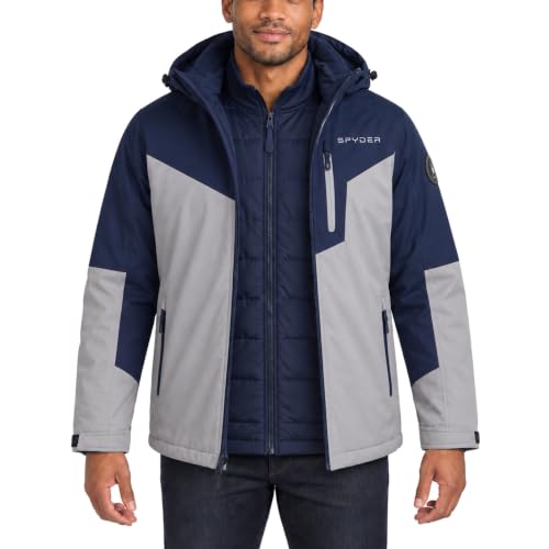 Image of Spyder Mens 3 in 1 Ski Jacket, Waterproof Winter Coat, Quilted Puffer Liner