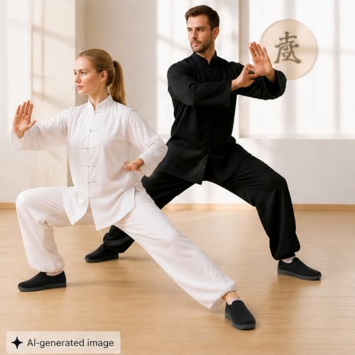 Image of Tai Chi Shoes for Men & Women, Lightweight Canvas Kung Fu Training Sneakers | Breathable Cloth Upper,Soft Flexible Fit and Nonslip Rubber Sole for Tai Chi, Kung Fu, Martial Arts, Walking and daily wear