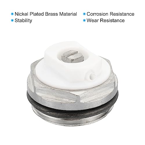 PATIKIL 3/4 BSP 2Pack Stecker Gewinde Manuelle Heizkörper Entlüftung Stopfen Ventile Vernickelt Messing Stecker für Heizkörper Silber Weiß
