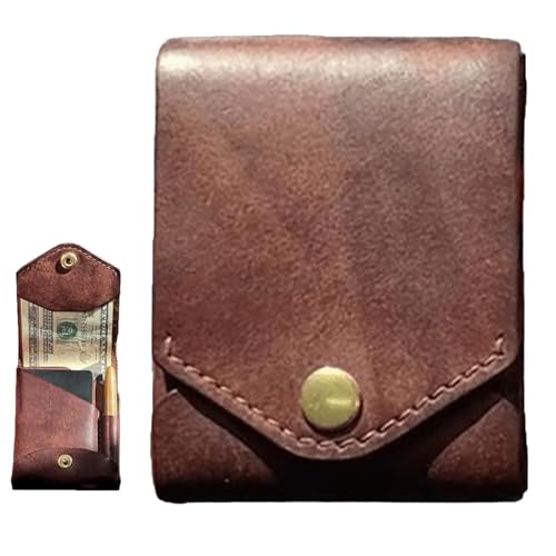 Multifunctional Compact Wallet, Handmade Leather Card Holder/Wallet, Slim Minimalist Wallet, Built-In Pen Slot, Wallet For Put Flat Banknotes For Daily Commuting, Business, Travel 1 Pack