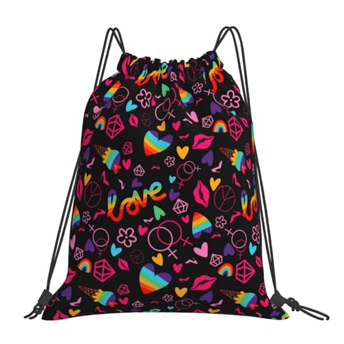 TZTTZT Lgbt Rainbow For Pride Rucksack mit Kordelzug, kleine Turnbeutel für Männer und Frauen, String-Rucksack, Sportrucksack