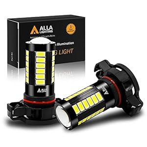 Alla Lighting Super Bright PSX24W 2504 LED Fog Light Bulbs, 6000K Xenon White 2800Lms 12276 Auto 12V Fog Lamps Replacement 5730 33-SMD LEDs