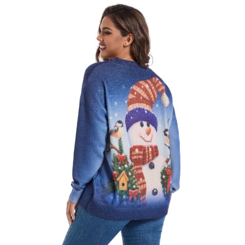 Image of Women's Oversized Graphic Print Knit Pullover Sweater