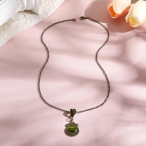 Charm Vintage Bronze CZ Pendant Necklace Emerald Pendant Dainty Jewelry for Women Accessories Gift4