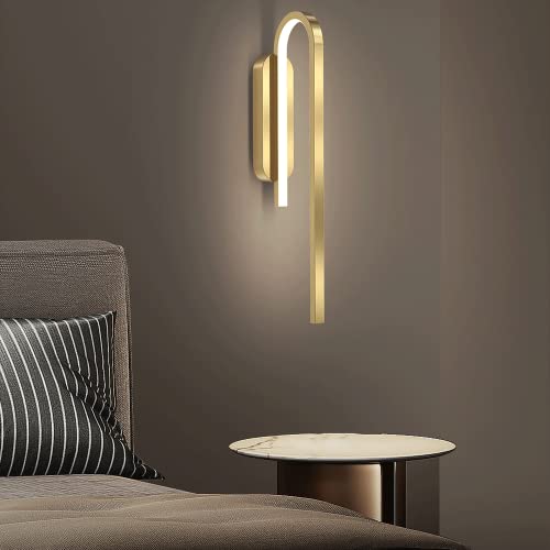 Lámpara de pared de cabecera creativa moderna con barra larga LED de latón 8