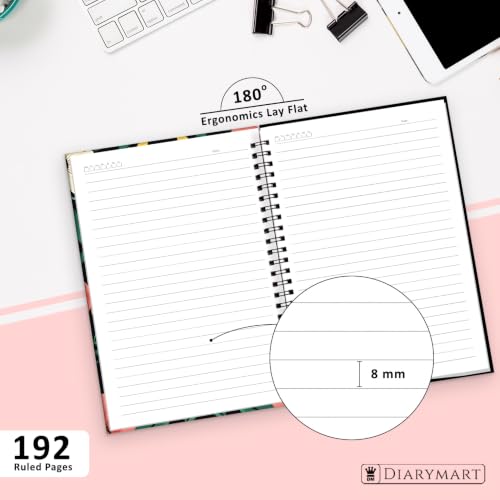 Image of Fresh Blooms Printed Cover A5 Size Wiro Hard Bound Notebook Diary For Girls and Women | 200 Ruled Pages | 80 GSM Paper | Undated Journal Diary