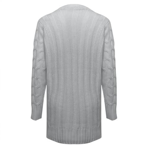 Open Front Cardigan Sweaters for Women Fall Long Sleeve Button Down Cable Knit Chunky Sweater Outwear Coats2