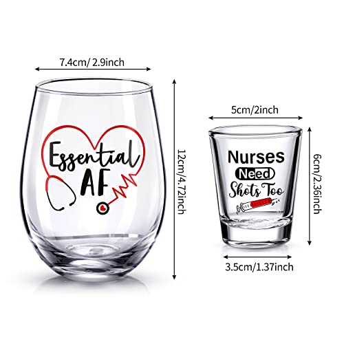2 Pieces Nurse Need Too And Stemless Glass, Essential Glass Gift Set Glass Gift Present For Women Male Nursing School Student Graduation Birthday Party Nurses Day #TOP1