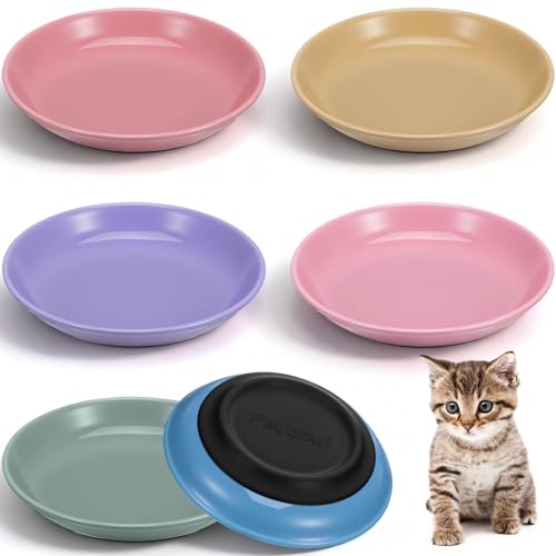 6 Pack Ceramic Cat Food Bowls, Non-Slip Shallow Cat Dishes