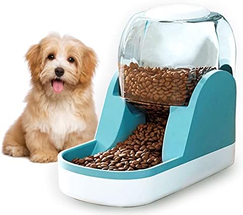 kathson Automatic Cat Feeder Dog Food Dispenser Pet Food Feeding Station Gravity Feeder Cat Dry Food Self Feeder Dog Bowl Large Capacity Food Feeder for Small and Medium Pets Blue