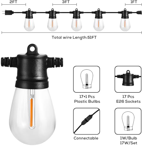 Banord CHALPR 51Ft Outdoor String Lights thumb #1