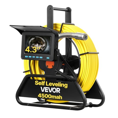 VEVOR Sewer Camera, 164 ft/50m, Self-Leveling Drain Inspection Camera with 4.3