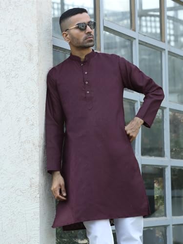 Image of KRAFT INDIA Men's Cotton Kurta Pyjama Set | Woven Design Traditional Ethnic Wear | Festive, Wedding & Casual Outfit | Comfortable & Breathable Fabric