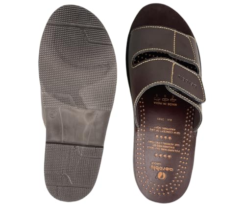 Image of AEROBLU Comfortable Flat Slippers for Men | Dual Adjustable Velcro Strap | Anti SKid & Lightweight Slip-On Flats for Indoor & Outdoor use