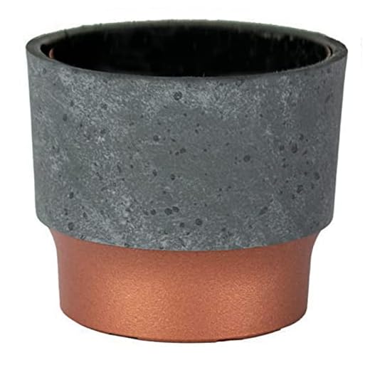 The HC Companies 3 Inch Sprite Mini Succulent Pot- Smal Plastic Planter with Drainage for Indoor Plants, Faux Concrete Copper