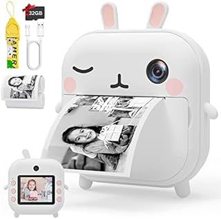 Selvim Instant Print Camera for Kids, 2.4 Inch Screen Kids Digital Selfie Camera with No Ink, 1080HD Video Camera Camorder with 32GB TF Card, Toddler Camera for Girls and Boys on Holiday