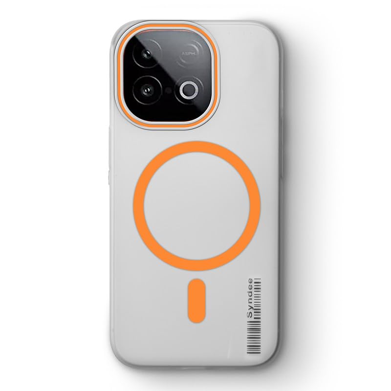 Image of Mr. Case Back Cover for iQOO Neo 10 5G Elegant Frosted White Translucent Back with Wireless Charging Support | Anti-Scratch Shockproof Phone Case - Orange