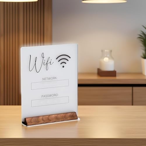ACOLY Weiße WLAN-Passworttafel Aus Acryl, WLAN-Schild Im Kreidetafel-Stil Für Zuhause Und Büro Mit Selbstklebender Rückseite