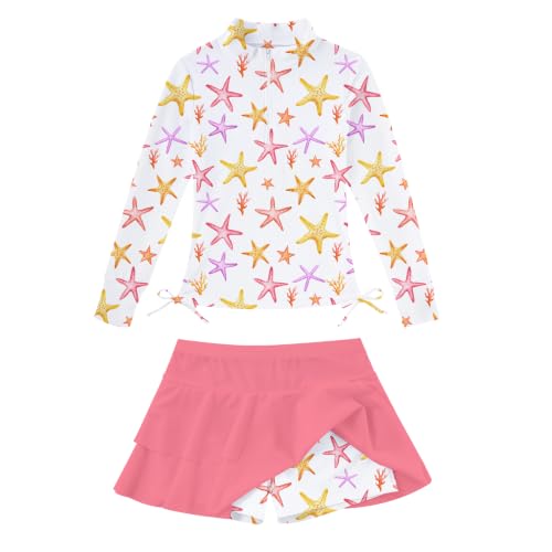 Image of Vogseek 3-12T Girls Swimsuit Long Sleeve Rashguard Bathing Suits Swim Set