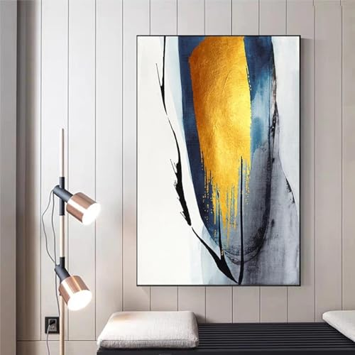 Art mural pour salon design moderne avec affiche abstraite bleue et noire
