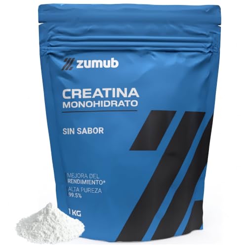 Zumub Creatina Monohidratada en Polvo 1kg, Pureza: 99,5%, 283 dosis