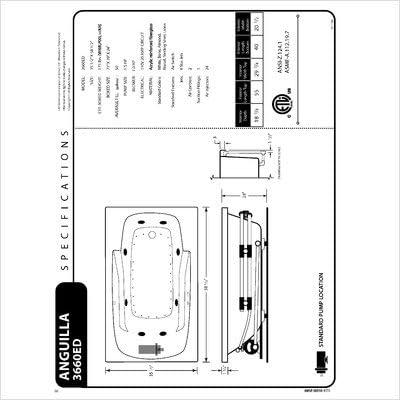 Anguilla 36 x 60 x 23" Rectangular Air and Whirlpool Jetted Bathtub Color/Trim / Tile Flange / Front Skirt / Drain: Biscuit / Brushed Nickel / Yes / Yes / Left