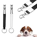 Weenwill Dog Training Whistle,2 Pcs Dog Whistles for Recall Ultrasonic Stop Barking Silent with Lanyard Adjustable Frequency Ultrasonic Dog Whistle(Black+White)