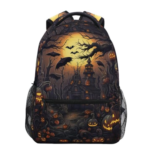 Sac à dos scolaire citrouille d'Halloween foncé pour étudiants et adolescents