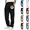 Sweatpants for Men Warm Fleece Lined Pants Wide Leg Lounge Sweatpants Funny Graphic Winter Sweat Pants with Pockets Black