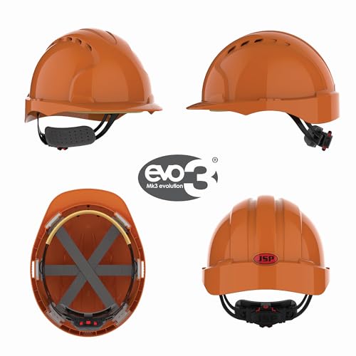 Casco de seguridad JSP EVO3 naranja con arnés textil de 6 puntos regulable 2