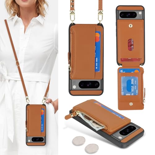 Cavor Compatible with Google Pixel 8 Pro Case Wallet, Brown