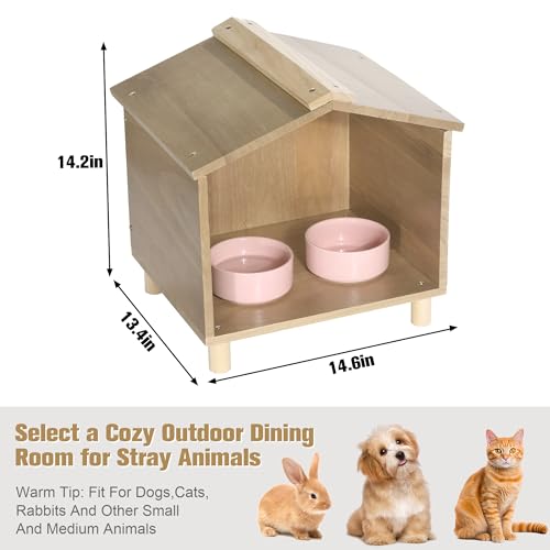 BALAPET Katzenfutterstation & Unterschlupf für Katzen - Wasserdichtes Katzenhaus für Futterstation im Freien, perfekt für Wildkatzen, Vögel, Kaninchen, Katzen & Hunde