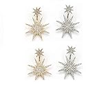TQsuen Sparkling CZ Snowflake Stud Earrings, 2 Pairs Starburst Dangle Drop Earrings Crystal Star Stud Earrings for Party, Wedding and Prom, Gold and Silver
