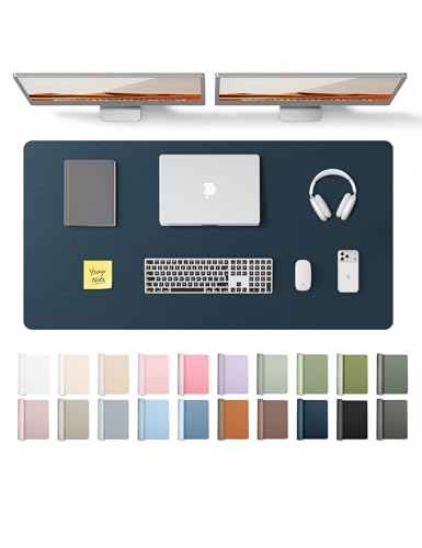 Image of YSAGi Leather Desk Protector, Office Mat, Large Mouse Mat, Non-Slip PU Leather Blotter, Laptop Pad, Waterproof Writing Pad for Office and Home (Dark Blue, 47.2 inch x 23.6 inch)
