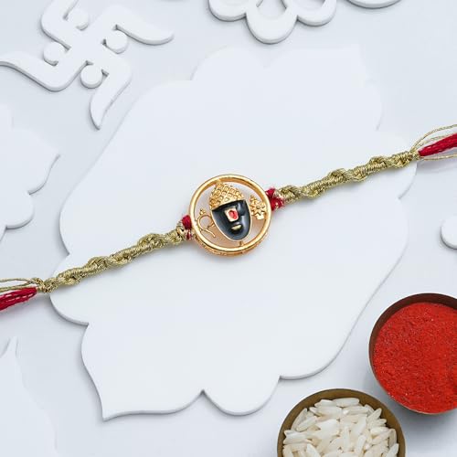 Image of eCraftIndia Lord Tirupati Balaji Venkateswara Rakhi for Brother Bhaiya Bhai with Best Bro Ever Fridge Magnet | Roli Chawal Pack