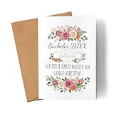 Kiddle-Design Lustige Bachelor 2026 Faltkarte Abschluss mit Wunschname, Examenskarte Studium bestanden, persönliche Karte für Master Absolventen zum Hochschulabschluss bestandene Prüfung