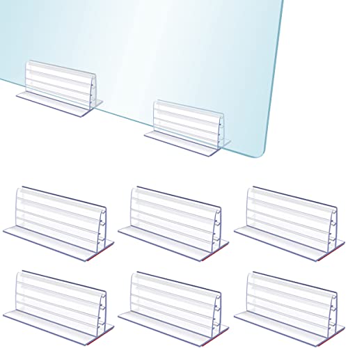 Tenalleys 6Pcs Sneeze Guard Holder, Self Adhesive Acrylic Panels Holder 1/8' to 1/4' Thick Sneeze Bracket Mouth to Fasten Glass Plate for Desk Table Counter