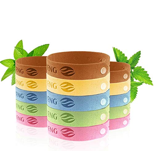 Yolistar Pulsera Repelente de Mosquitos, 15 pcs Pulseras Antimosquitos, Brazalete para Deportes y Actividades al Aire Libre y Viajes, Materias Naturales, Ajustables para los Niños y Adultos