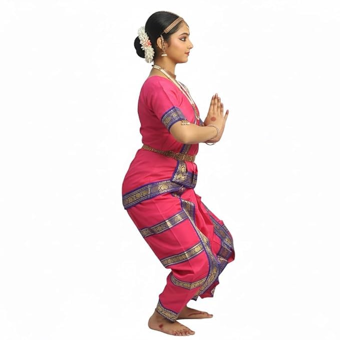 Image of Culture Creation Girls Bharat Natyam Dance Dress | Bharat Natyam Classical Dance Costume for Girls Fancy Outfit Competitions /Annual Functions /School Events