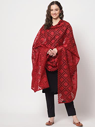 Zamour Women's Punjabi Phulkari Chope Dupatta Chunni on Organza with heavy Embroidery 5