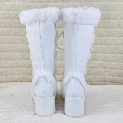 Platform Boots for Women Wedge Heel Faux Fur Furry Platform Boots4