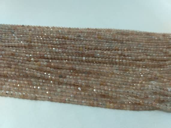 Pierre de lune chocolat facettée rondelle 2mm fil pierre naturelle pour création de bijoux