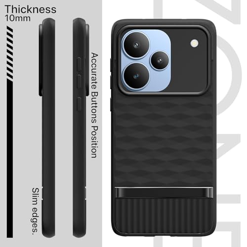 Image of Pikkme Back Cover for Realme P4 Pro 5G Soft Grip 3D Hexa Cube Texture Silicone Bumper Case (Black)