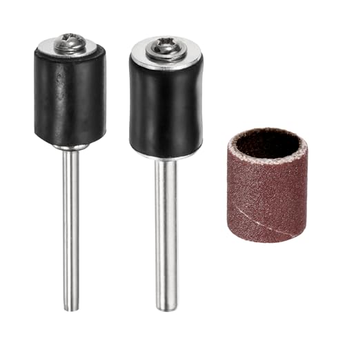 HARFINGTON 3pcs Sanding Drums Sleeves Set 3/8 Inch Grit 400 Sanding Sandpaper with Mandrel Rotary Tool Mini Sanding Drum Kit for Metal Jewelry Wood Fine Processing Polishing