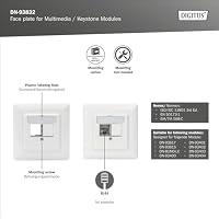 DIGITUS 1x Anschlussdose 2 Port – Auslass Gerade – Für Multimedia Keystone-Module + 2x Keystone-Kupplung HDMI 2.0 – Weiß – Ansicht 2