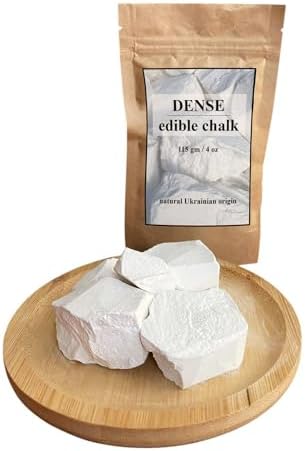 Edible Chalk Chunks โ Extra Hard Natural Ukrainian Chalk for Eating, Pica & ASMR โ Organic Crunchy White Chalk โ Eco Kraft Packaging โ 4oz (115g)