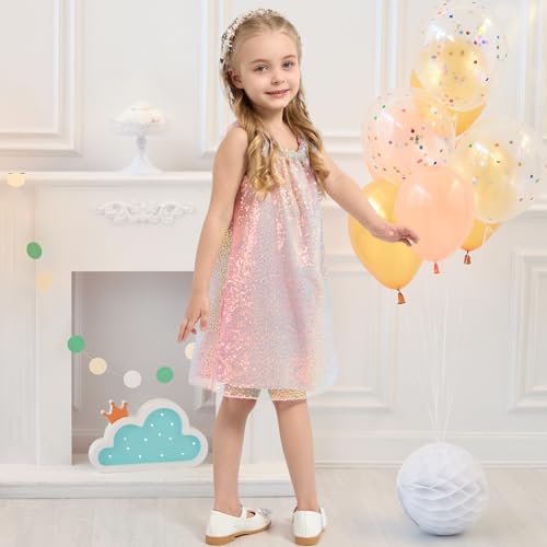 Little Girls Sequin Dress Party Birthday Dresses Formal Fancy Strap Dress 3-8 Years4