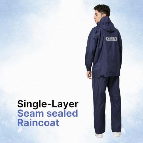 Image of Citizen Explorer Raincoat for Men with Waterproof Pant, Adjustable Inbuilt Hood & Carry Bag | Poly Rubberized PVC Coated Fabric | Durable & Lightweight Rainsuit