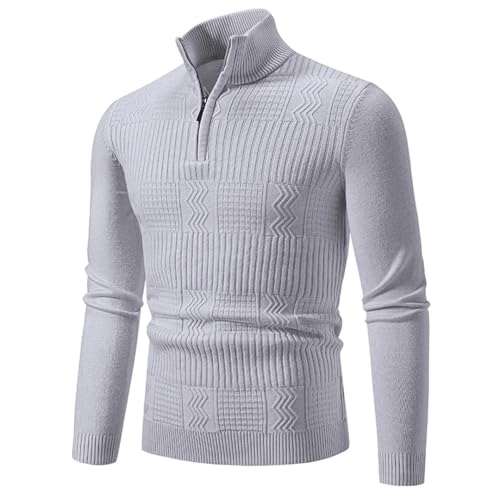 Men Winter Mock Neck Half Zipper Sweater Long Sleeve Slim Fit Warm Knitted Pullovers Tops4
