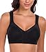 Lemorosy Women's Full Coverage Plus Size Front Closure Posture Back Non-Padded Wireless Support Minimizer Bra (36C, Black)